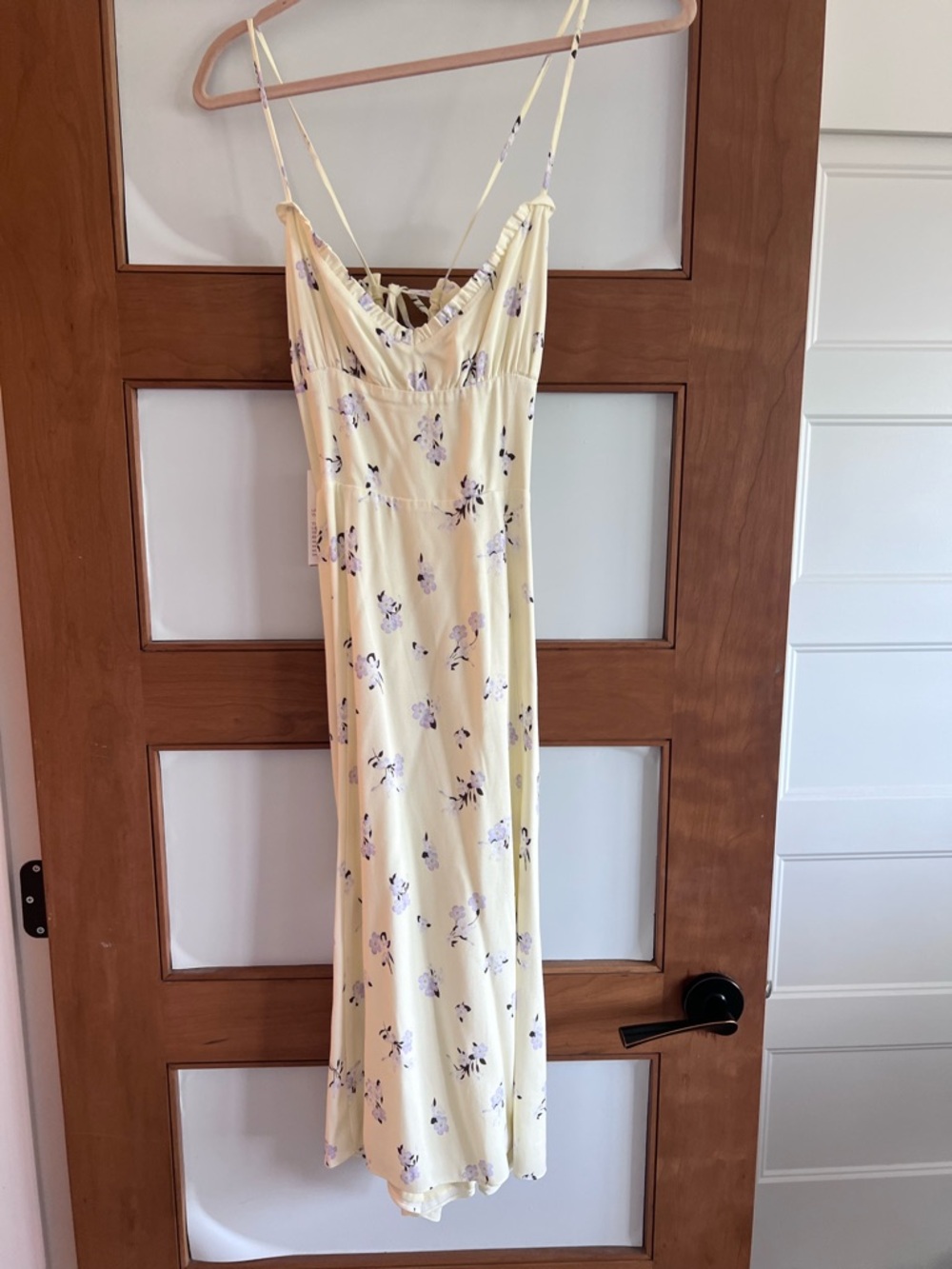 Aritzia Eastwood Dress Yellow Floral Midi Slip Dress with Lavender Accents
